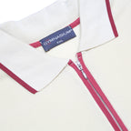 GYMNASIUM Mens Cream Polo Shirt 2XL Short Sleeve Plain Cotton Blend Zip Collar