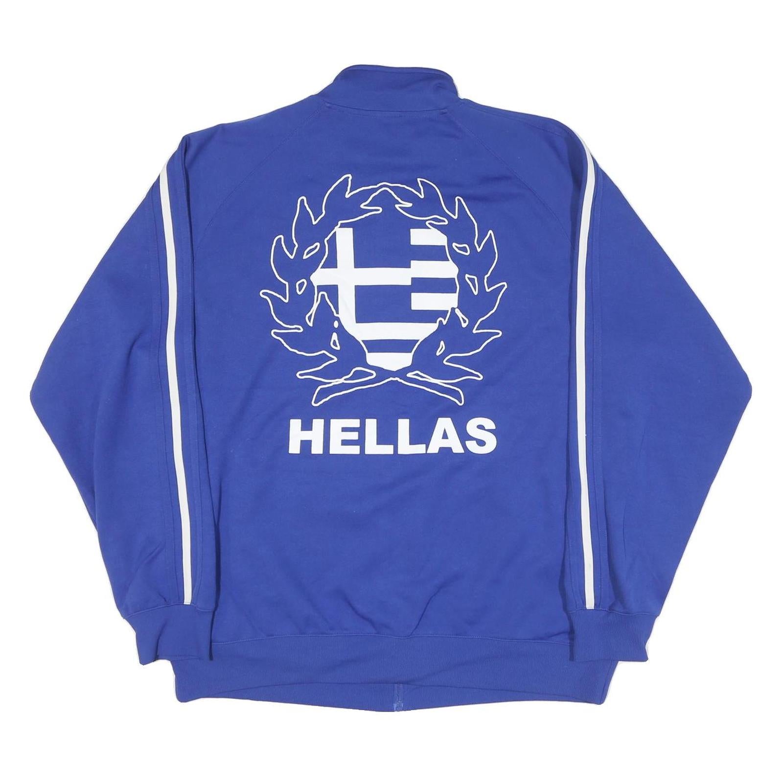 ADIDAS Mens Blue Hellas Track Jacket XL Polyester Plain Zip Sportswear