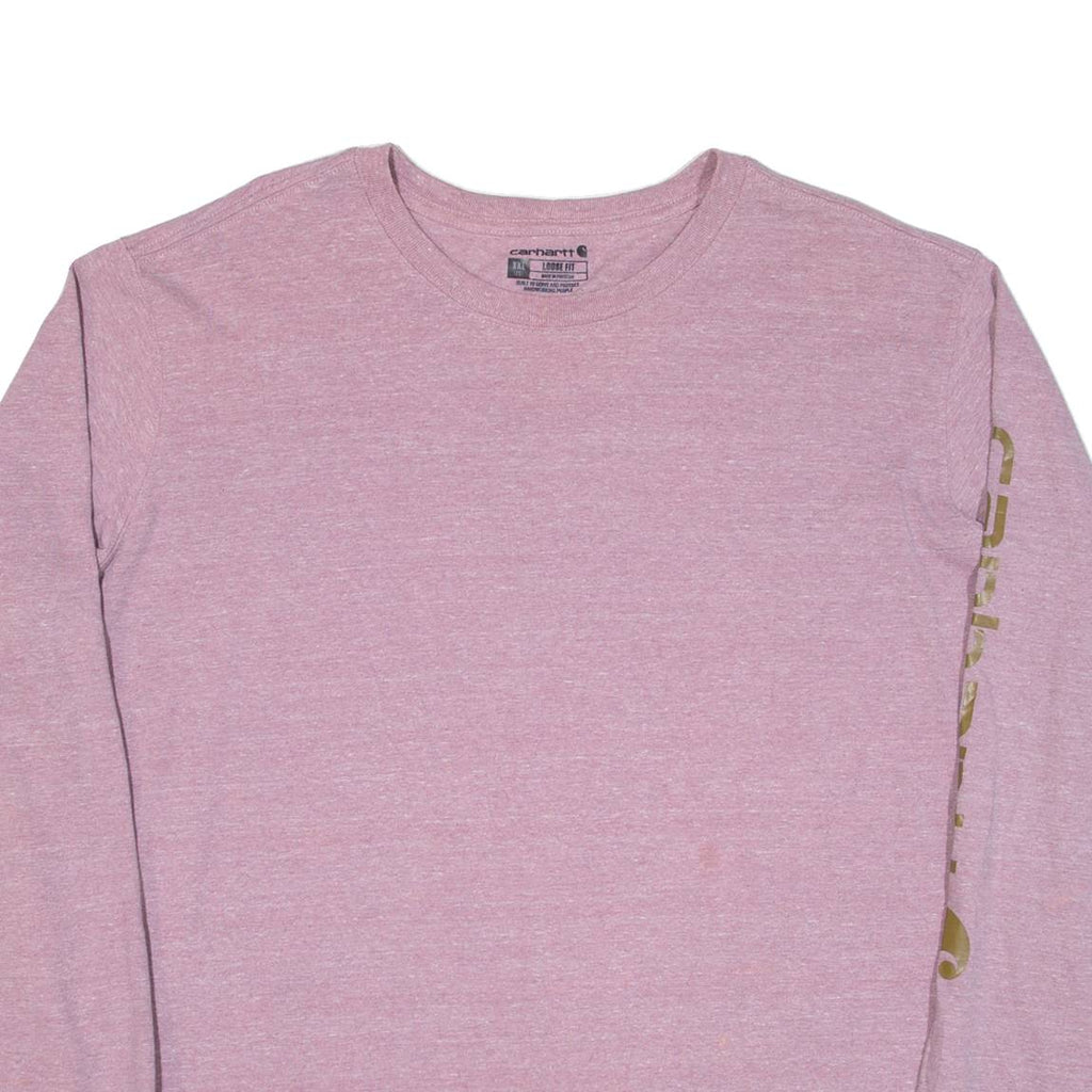 CARHARTT Loose Fit Womens T-Shirt Pink Long Sleeve 2XL