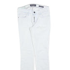 GUESS Womens Jeans White Slim Skinny Denim Light W27 L28 Zip Pockets Casual