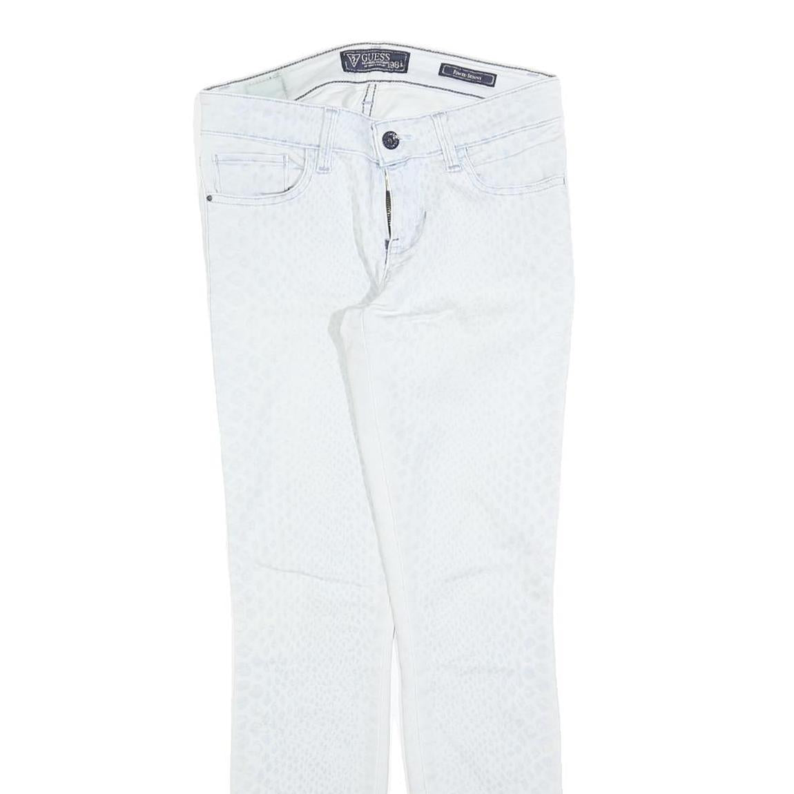 GUESS Womens Jeans White Slim Skinny Denim Light W27 L28 Zip Pockets Casual