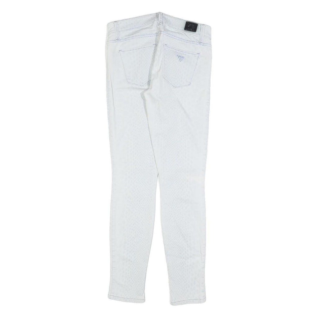 GUESS Womens Jeans White Slim Skinny Denim Light W27 L28 Zip Pockets Casual