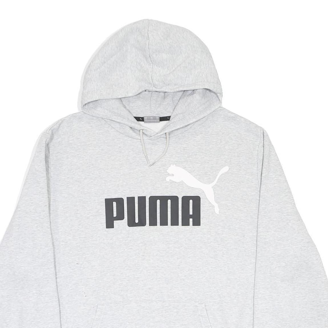 PUMA Mens Grey Hoodie 2XL Cotton Blend Casual Pullover Sweatshirt
