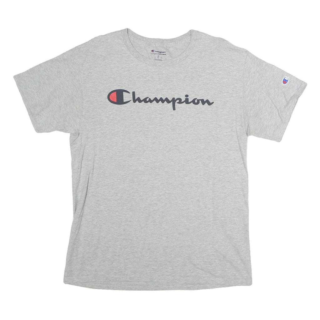 CHAMPION Mens Grey Cotton Graphic T-Shirt M Short Sleeve Crew Neck Casual Wear