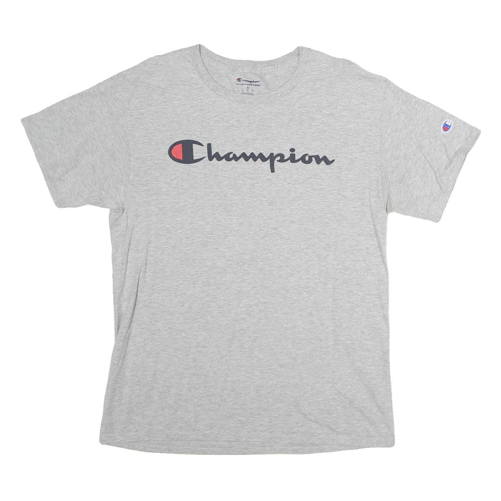 CHAMPION Mens Grey Cotton Graphic T-Shirt M Short Sleeve Crew Neck Casual Wear