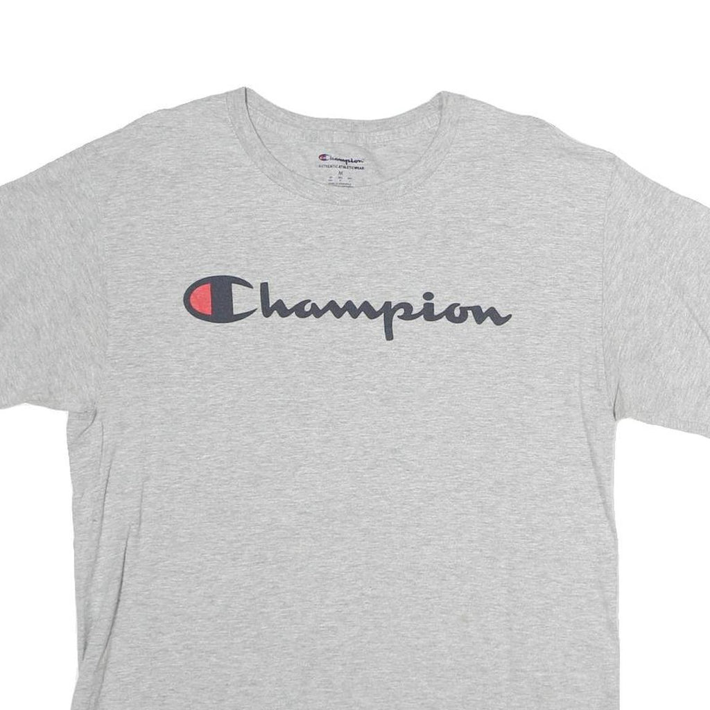 CHAMPION Mens Grey Cotton Graphic T-Shirt M Short Sleeve Crew Neck Casual Wear