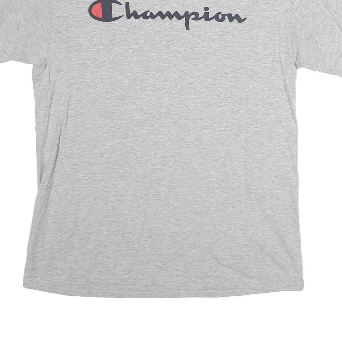 CHAMPION Mens Grey Cotton Graphic T-Shirt M Short Sleeve Crew Neck Casual Wear