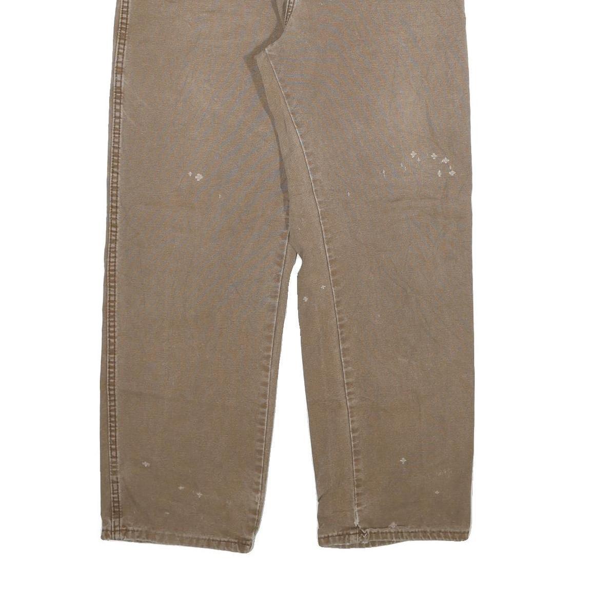 DICKIES Mens Jeans Beige Regular Straight Denim W34 L29 Workwear Zip Closure