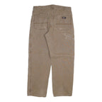 DICKIES Mens Jeans Beige Regular Straight Denim W34 L29 Workwear Zip Closure