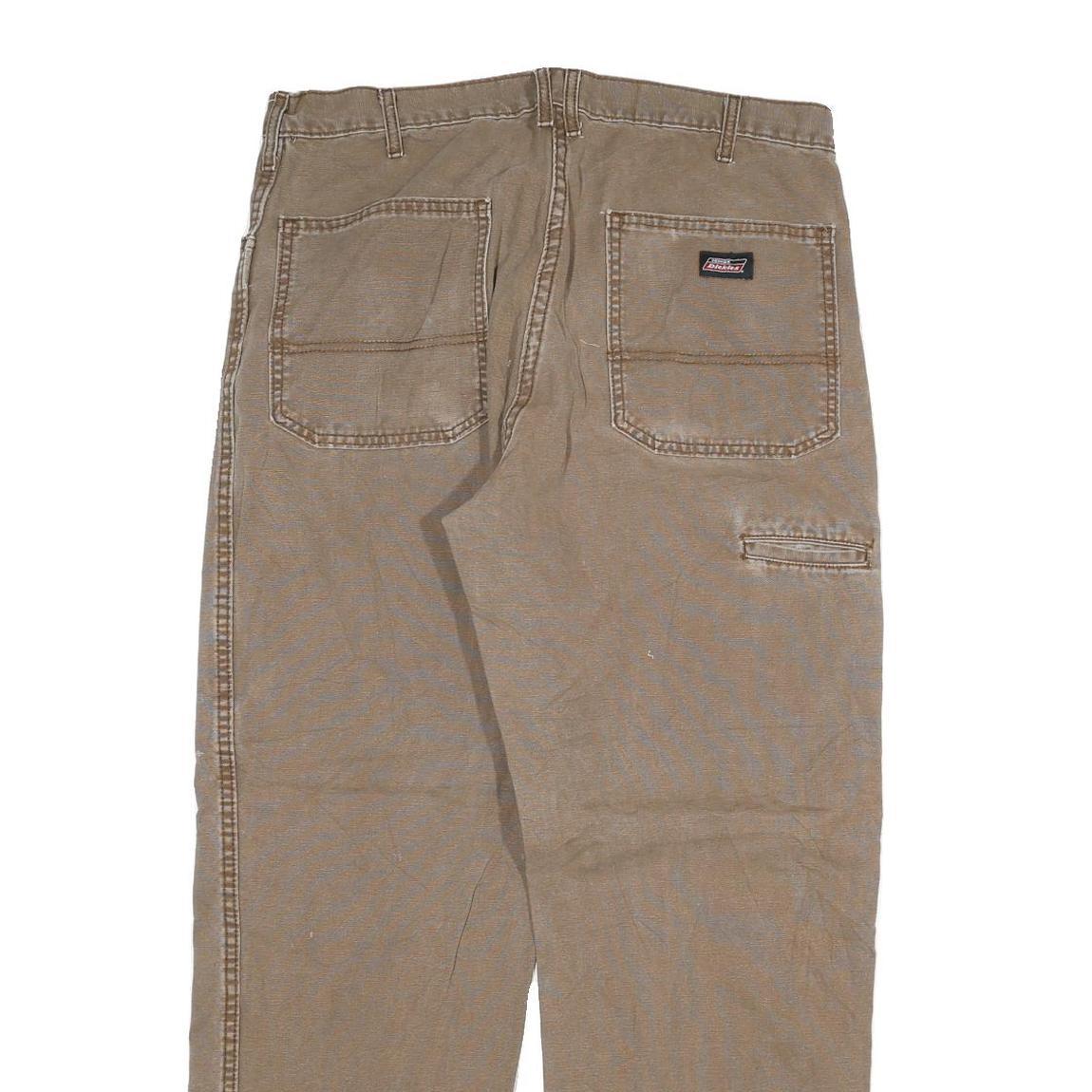 DICKIES Mens Jeans Beige Regular Straight Denim W34 L29 Workwear Zip Closure