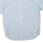 NAUTICA Mens Blue & White Check Shirt L Button-Down Collar Short Sleeve Cotton