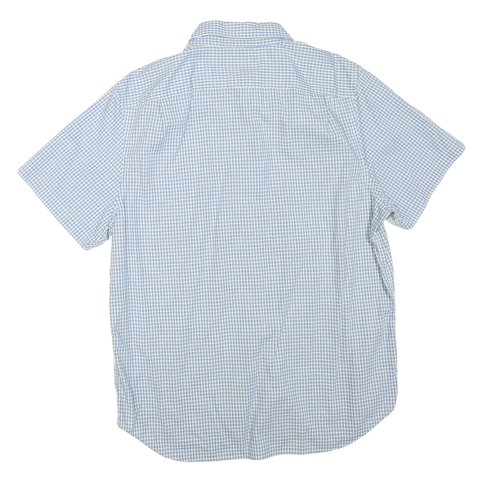 NAUTICA Mens Blue & White Check Shirt L Button-Down Collar Short Sleeve Cotton