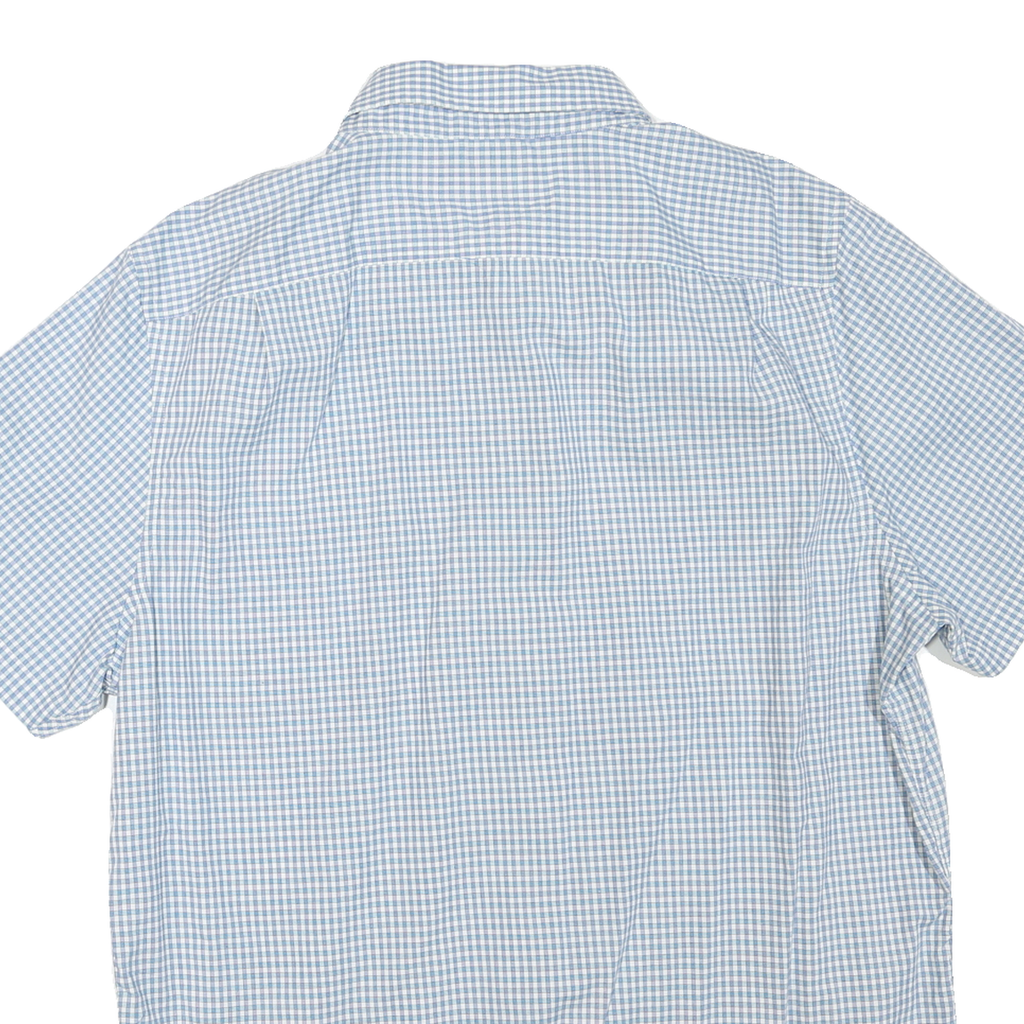 NAUTICA Mens Blue & White Check Shirt L Button-Down Collar Short Sleeve Cotton