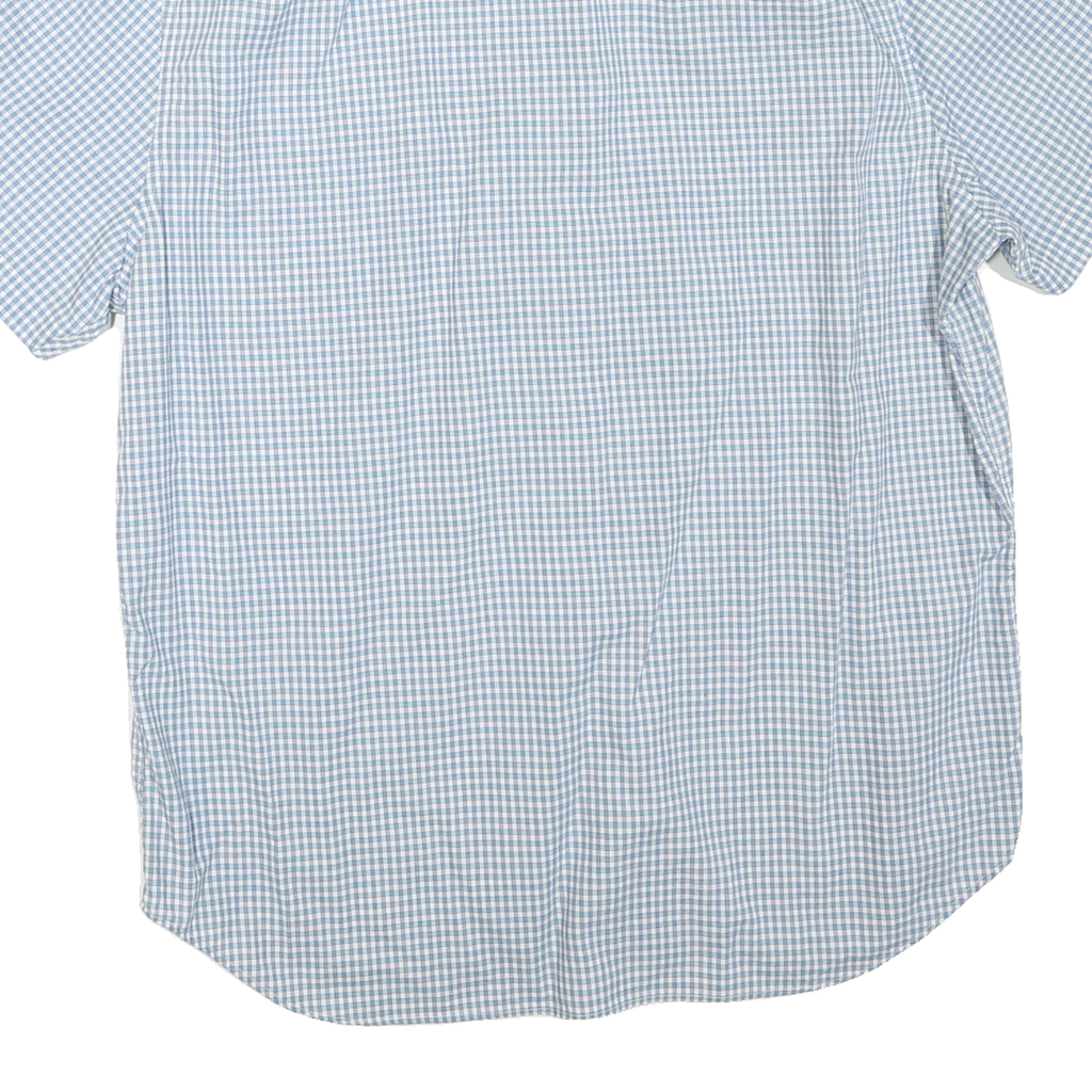 NAUTICA Mens Blue & White Check Shirt L Button-Down Collar Short Sleeve Cotton