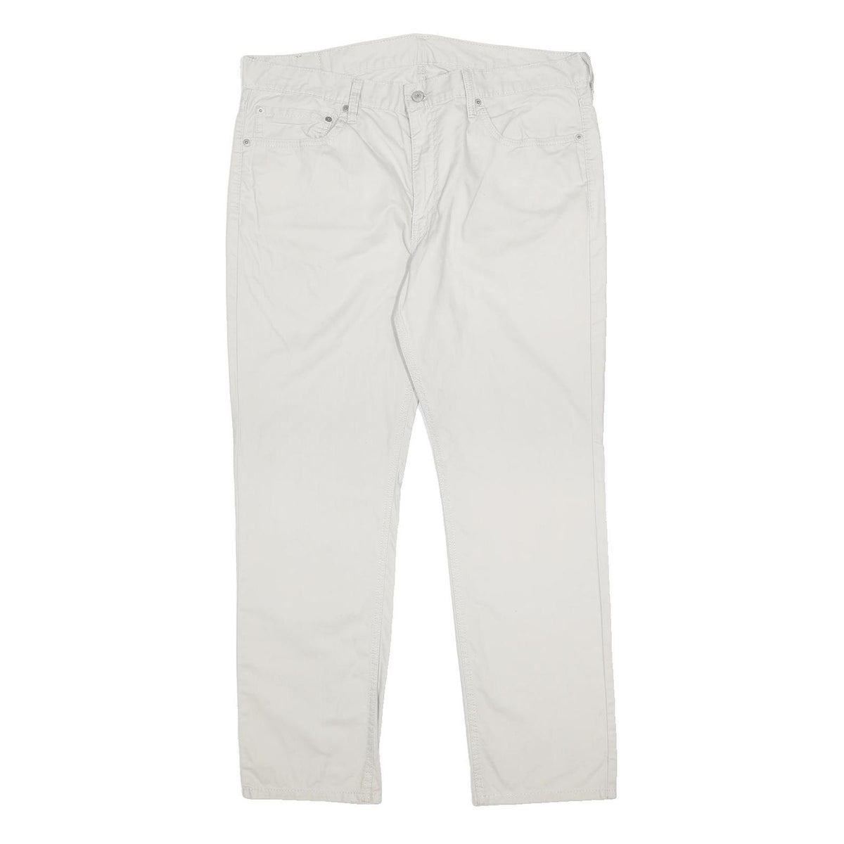 LEVI'S Mens Cotton White Slim Straight Trousers W38 L30 Casual Zip Closure