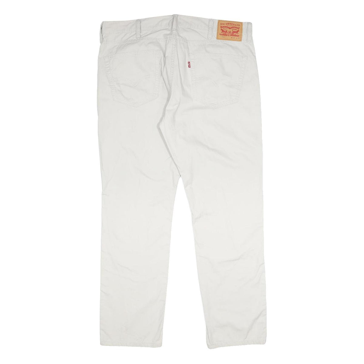 LEVI'S Mens Cotton White Slim Straight Trousers W38 L30 Casual Zip Closure