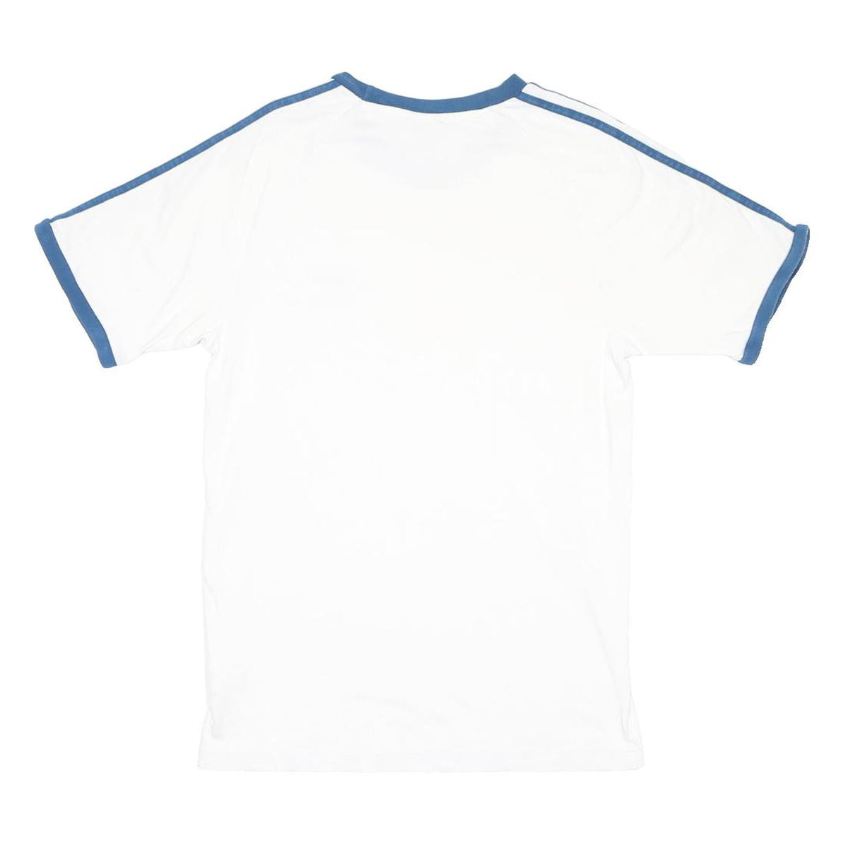 ADIDAS Mens White & Blue Plain T-Shirt L Short Sleeve Crew Neck Sportswear