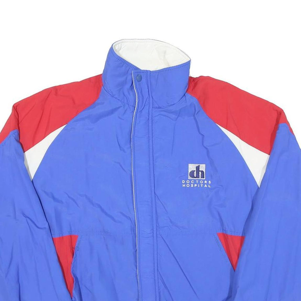 DUNBROOKE Mens Blue & Red Logo Zip Polyester Blend Jacket M Casual Retro