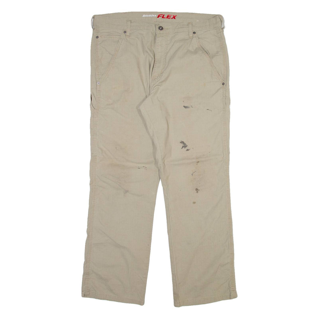 DICKIES Carpenter Mens Trousers Beige Regular Straight W36 L30