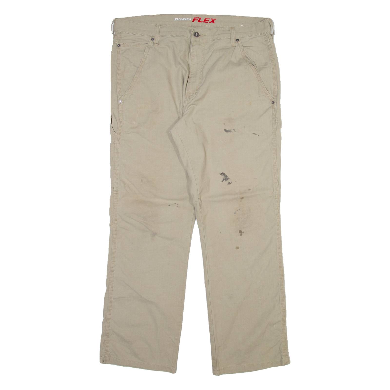 DICKIES Carpenter Mens Trousers Beige Regular Straight W36 L30
