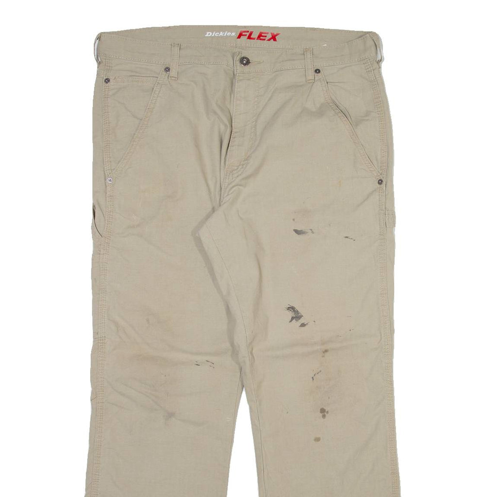 DICKIES Carpenter Mens Trousers Beige Regular Straight W36 L30