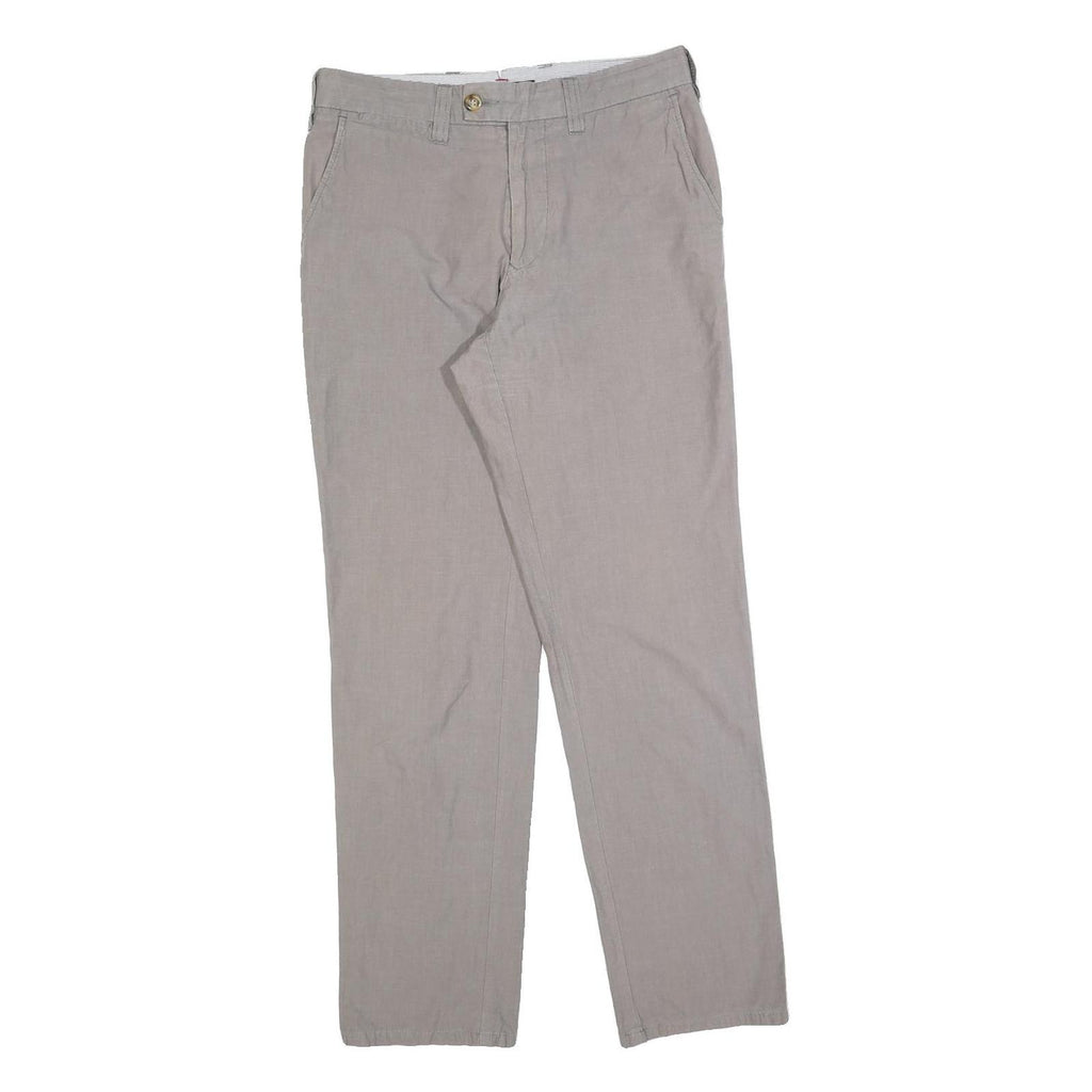 TOMMY HILFIGER Mens Regular Fit Beige Cotton Blend Trousers W30 L32 Casual Zip
