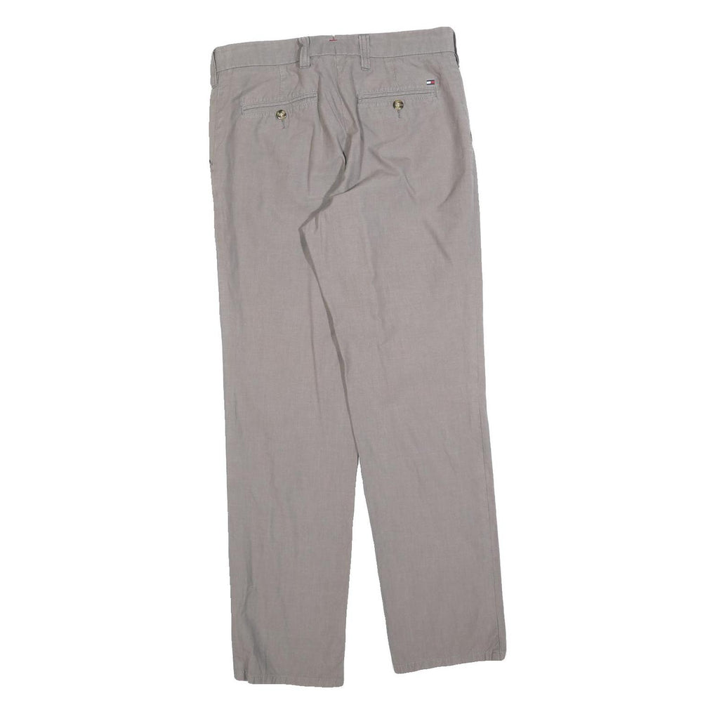 TOMMY HILFIGER Mens Regular Fit Beige Cotton Blend Trousers W30 L32 Casual Zip