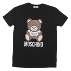 MOSCHINO Womens Black Teddy Bear Graphic T-Shirt S Short Sleeve Crew Neck Logo