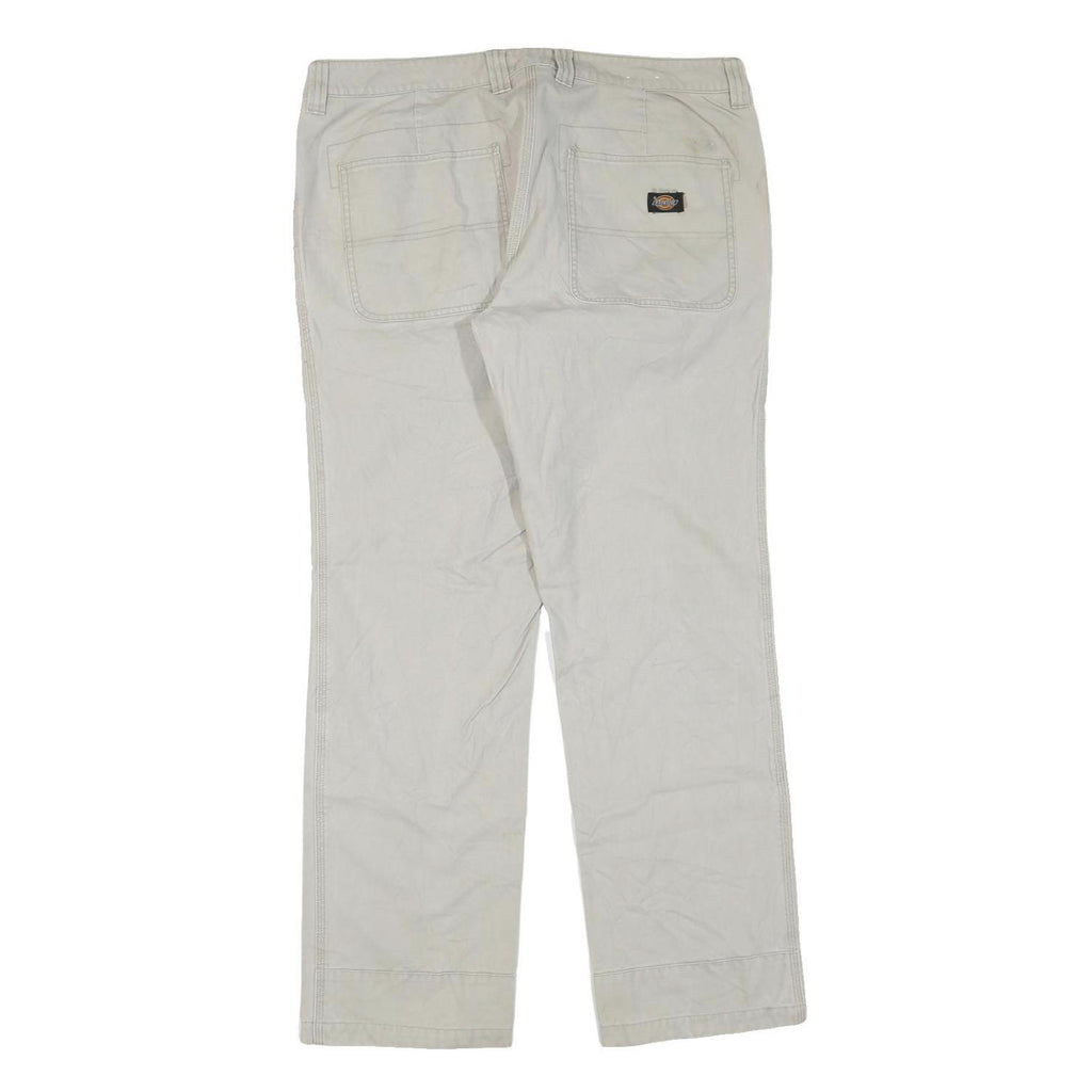 DICKIES Mens Grey Cotton Blend Twill Regular Straight Trousers W38 L31 Workwear