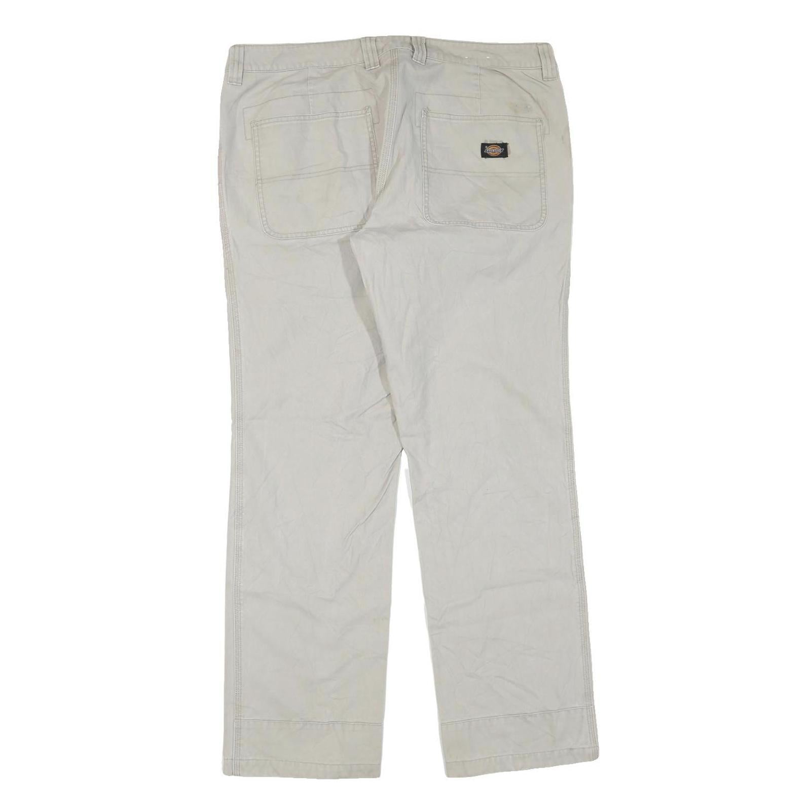 DICKIES Mens Grey Cotton Blend Twill Regular Straight Trousers W38 L31 Workwear