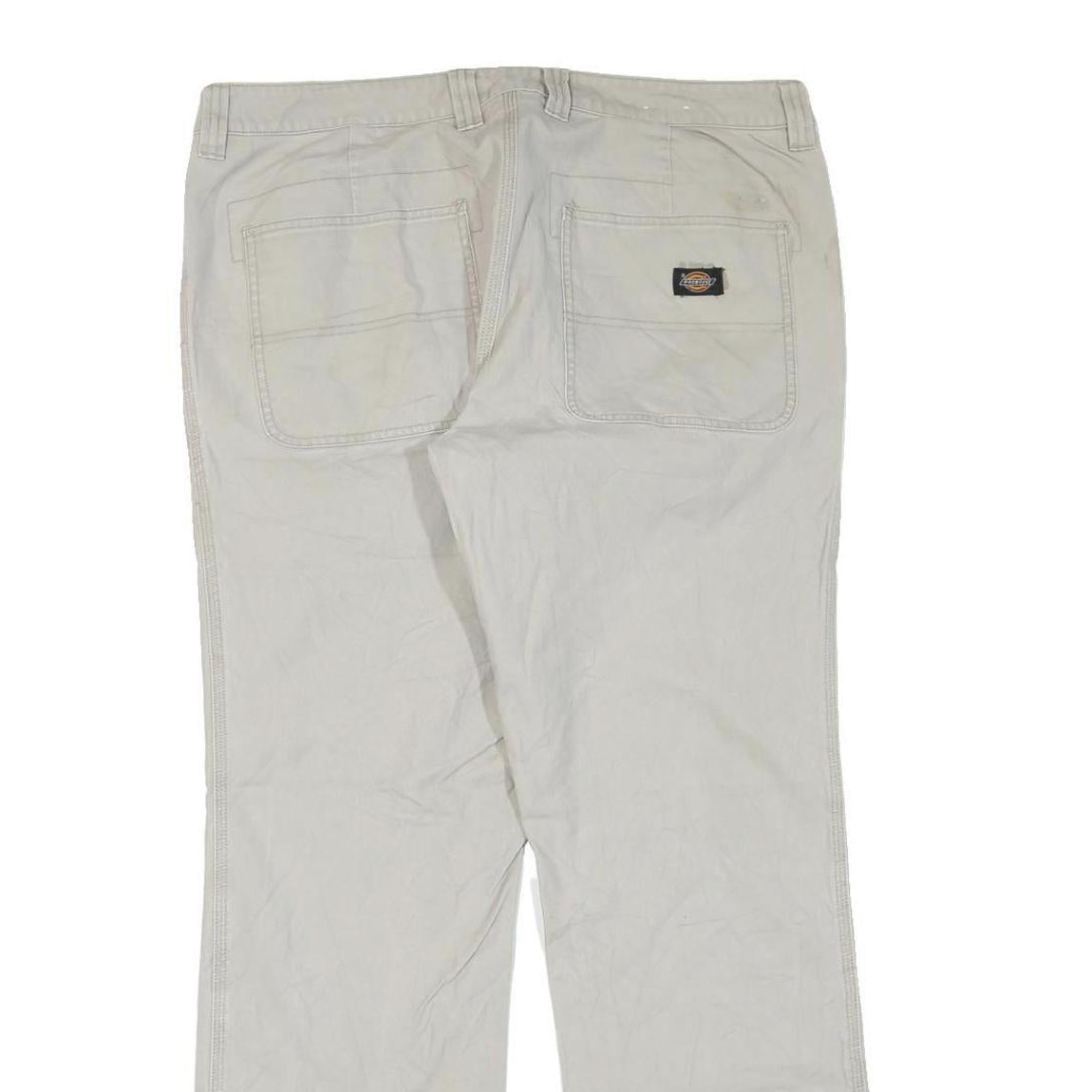 DICKIES Mens Grey Cotton Blend Twill Regular Straight Trousers W38 L31 Workwear