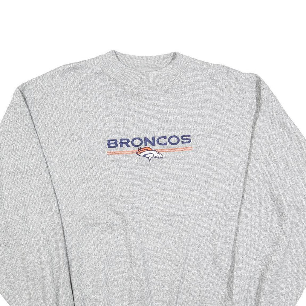 MAJESTIC Mens Grey Broncos Crew Neck XL Cotton Blend Pullover Sweatshirt