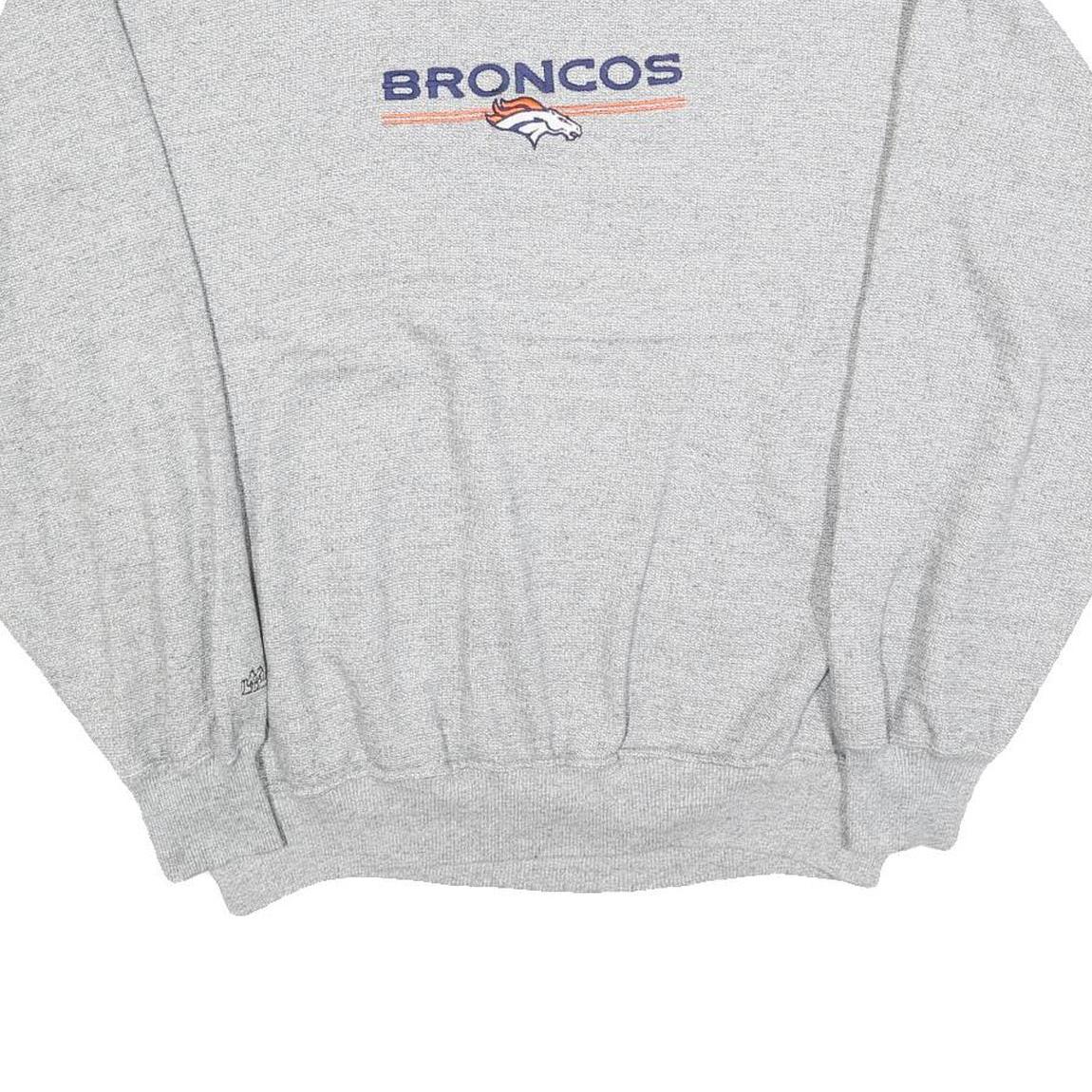 MAJESTIC Mens Grey Broncos Crew Neck XL Cotton Blend Pullover Sweatshirt
