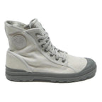 PALLADIUM Womens Lace-Up Boots White & Grey Canvas UK 6 Lightweight Outdoor