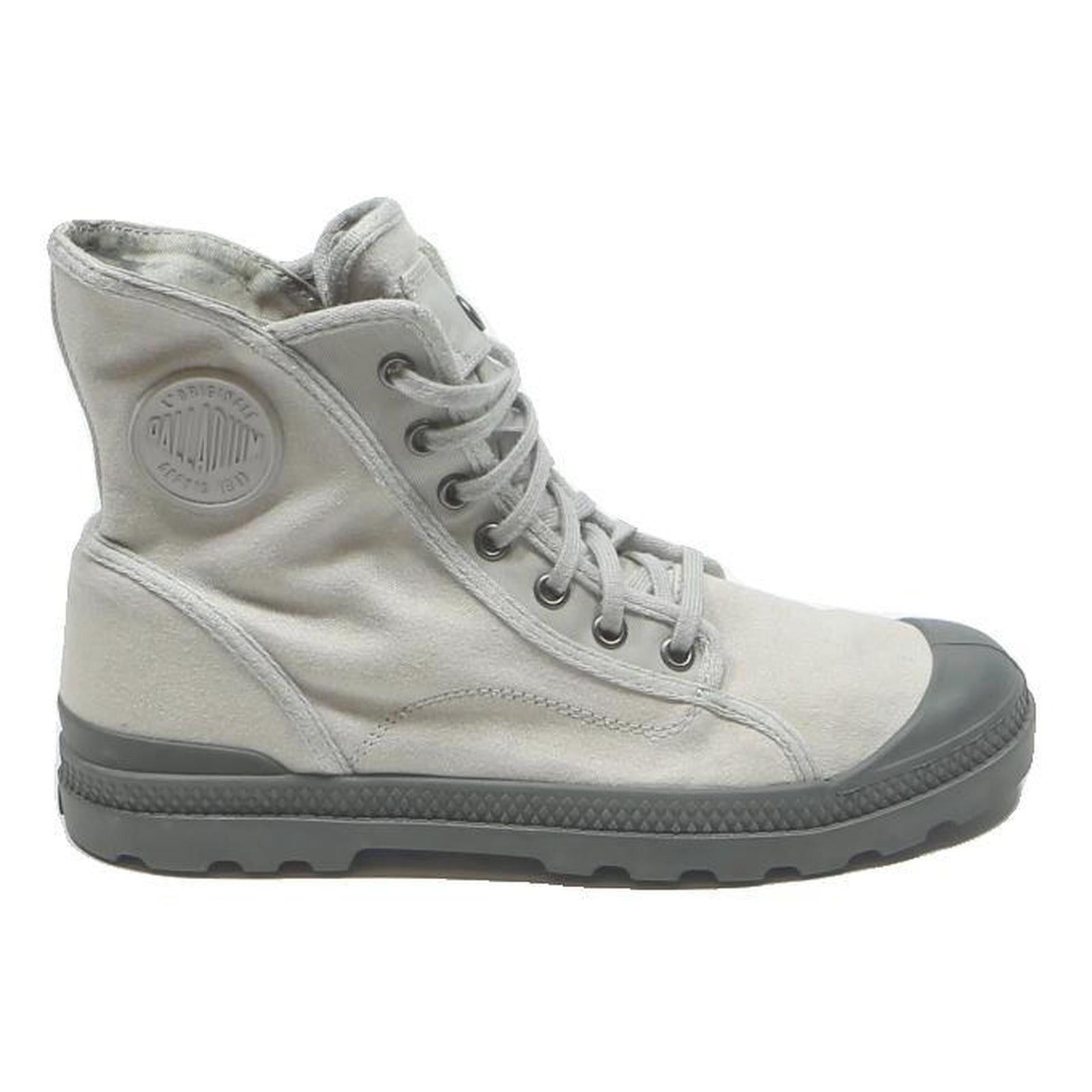 PALLADIUM Womens Lace-Up Boots White & Grey Canvas UK 6 Lightweight Outdoor