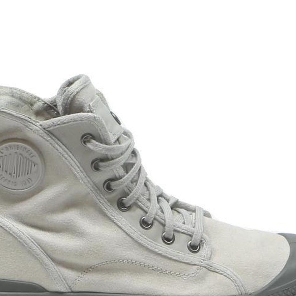 PALLADIUM Womens Lace-Up Boots White & Grey Canvas UK 6 Lightweight Outdoor