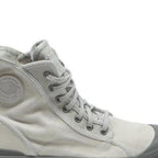 PALLADIUM Womens Lace-Up Boots White & Grey Canvas UK 6 Lightweight Outdoor