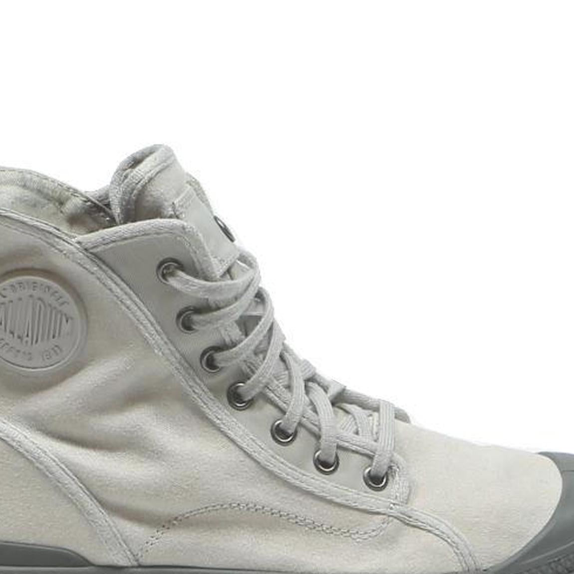 PALLADIUM Womens Lace-Up Boots White & Grey Canvas UK 6 Lightweight Outdoor