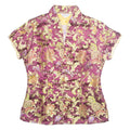 KAIYU Eastern Inspired Womens Printed Top Maroon V-Neck Floral S