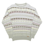 JOCKEY Mens Grey Patterned Cotton Blend Jumper Crew Neck Basic Knit L