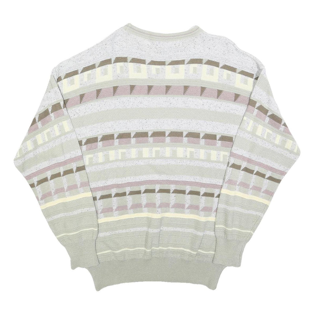 JOCKEY Mens Grey Patterned Cotton Blend Jumper Crew Neck Basic Knit L