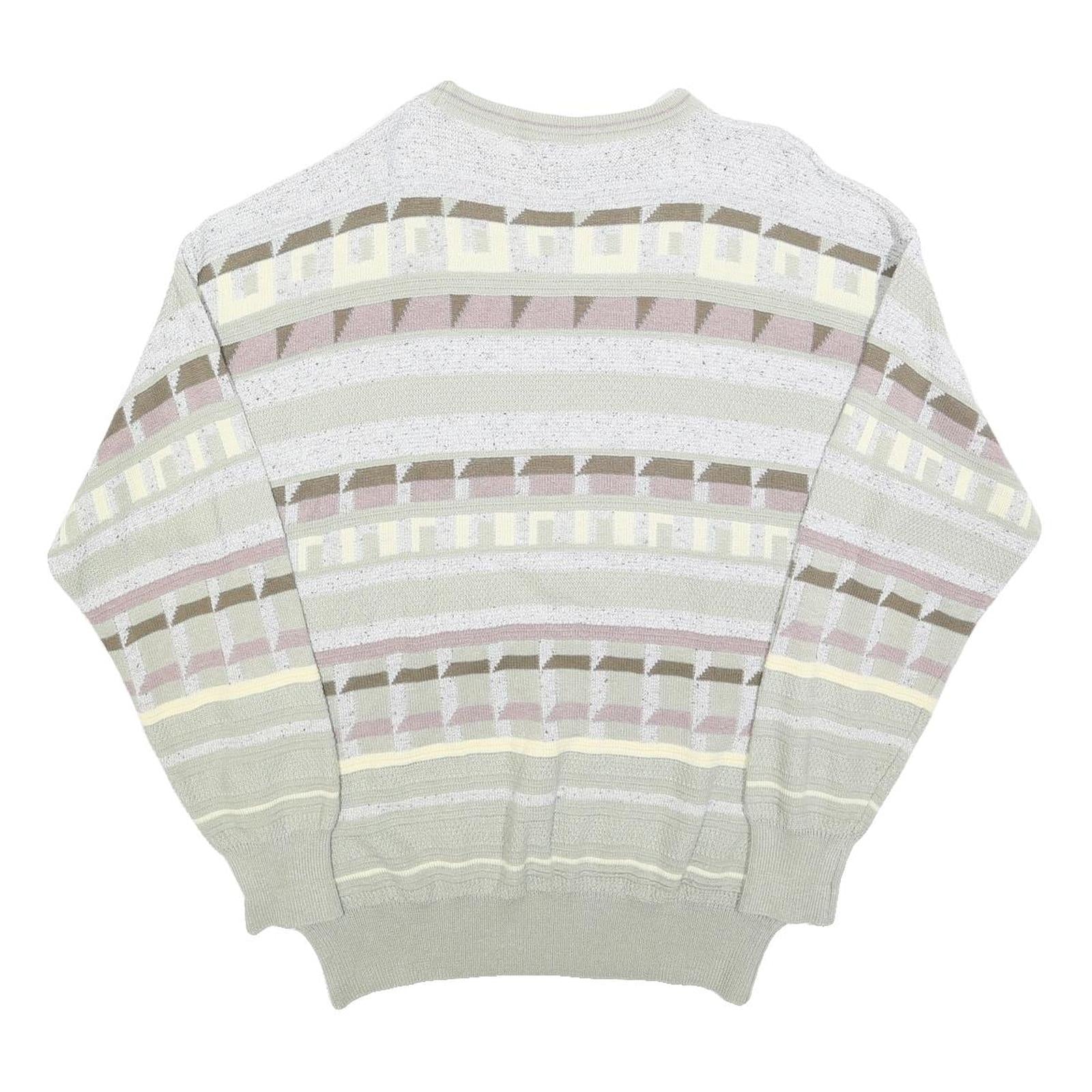JOCKEY Mens Grey Patterned Cotton Blend Jumper Crew Neck Basic Knit L