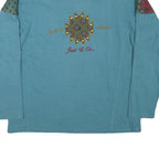 JUST U Womens Blue Cotton Blend Crew Neck L Embroidered Zip Sweatshirt