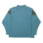 JUST U Womens Blue Cotton Blend Crew Neck L Embroidered Zip Sweatshirt