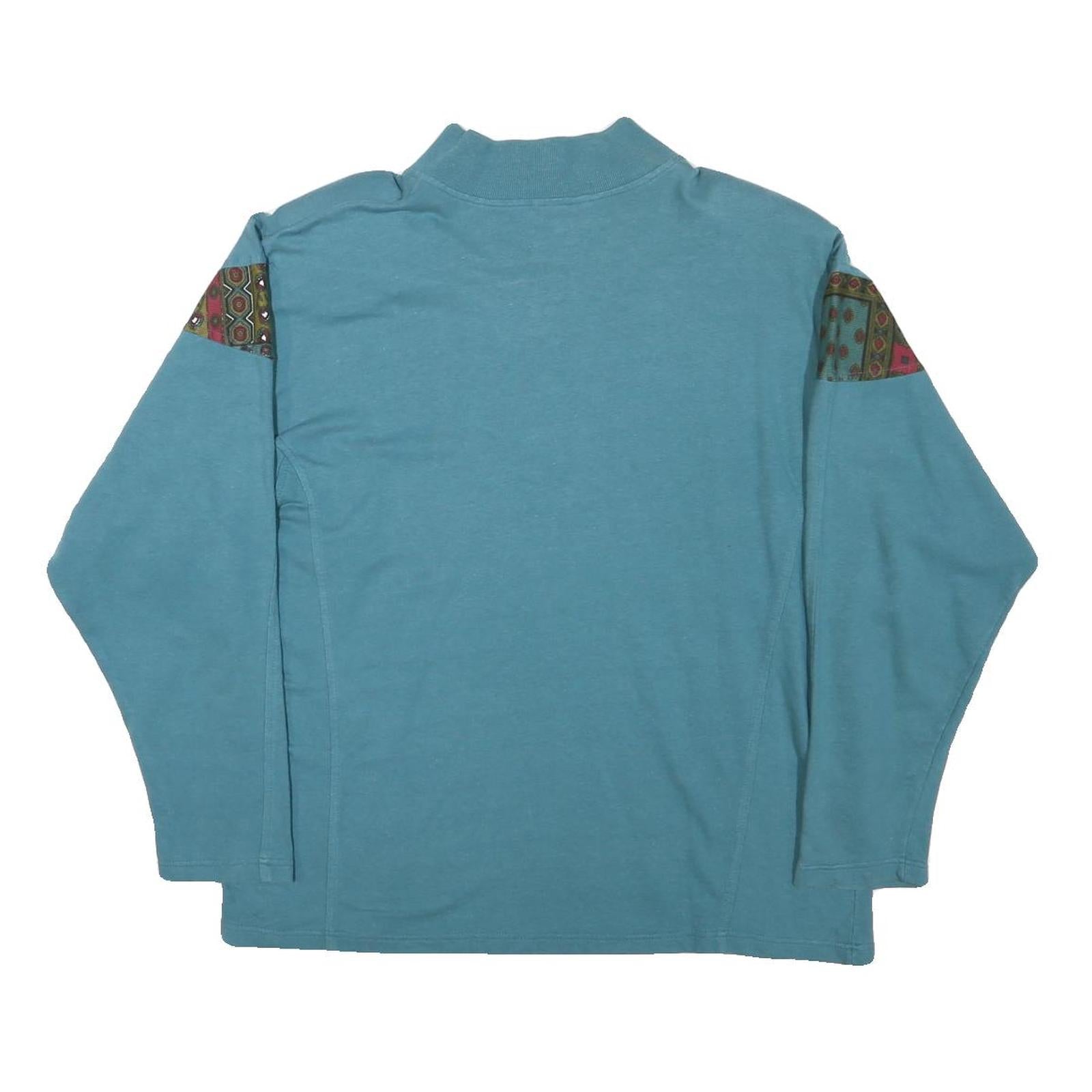 JUST U Womens Blue Cotton Blend Crew Neck L Embroidered Zip Sweatshirt