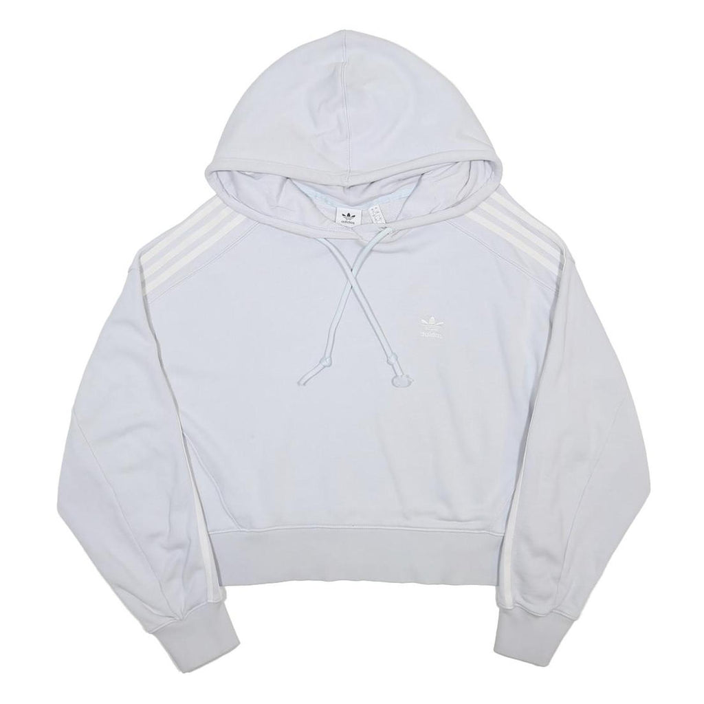ADIDAS Womens White Hoodie UK 12 Cotton Blend Casual Pullover Drawstring