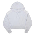 ADIDAS Womens White Hoodie UK 12 Cotton Blend Casual Pullover Drawstring