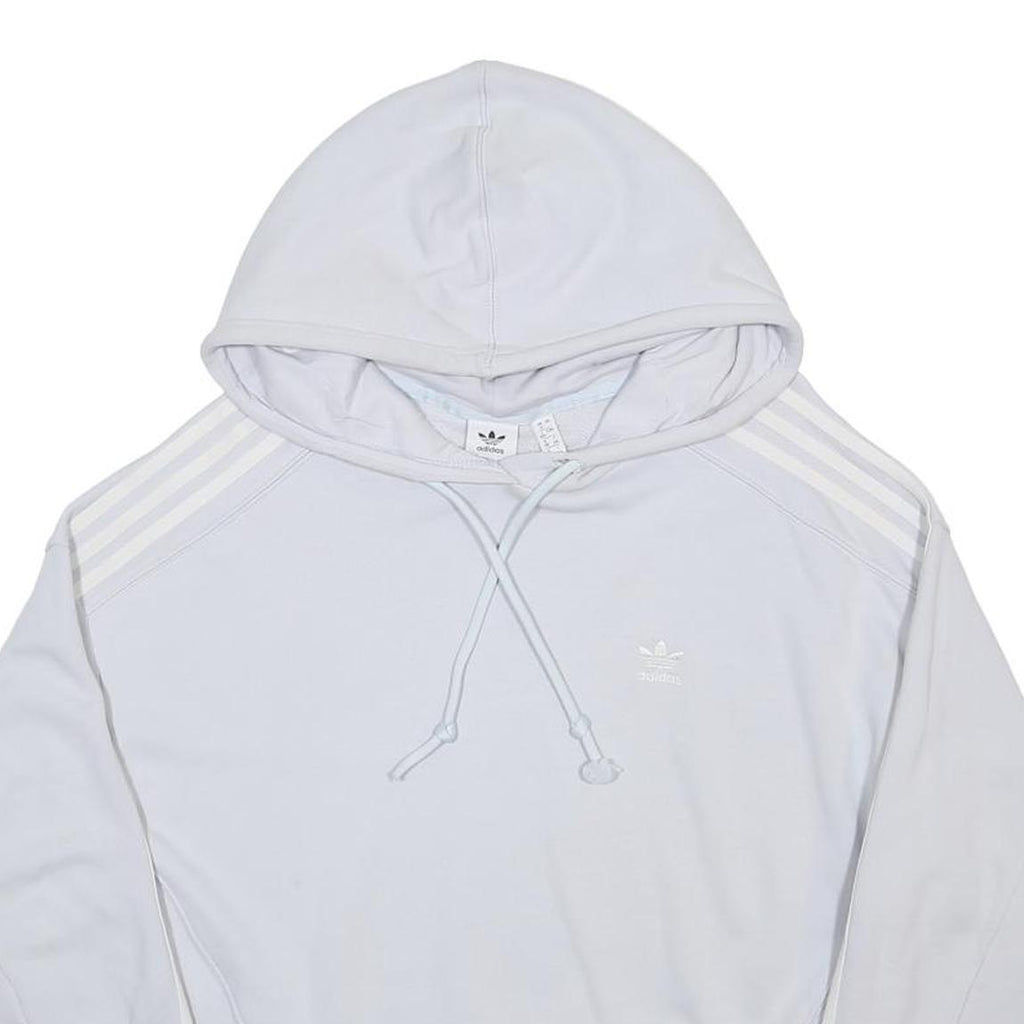 ADIDAS Womens White Hoodie UK 12 Cotton Blend Casual Pullover Drawstring