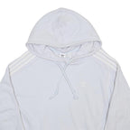 ADIDAS Womens White Hoodie UK 12 Cotton Blend Casual Pullover Drawstring