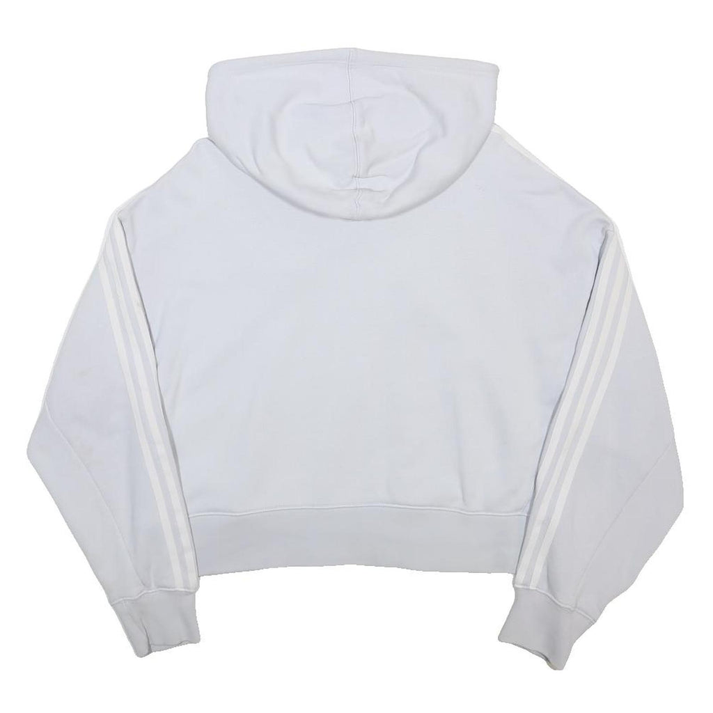 ADIDAS Womens White Hoodie UK 12 Cotton Blend Casual Pullover Drawstring